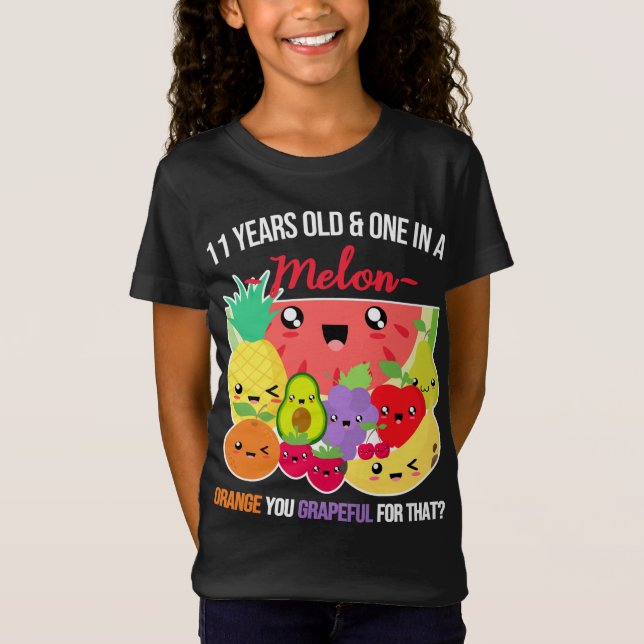 En i en Melon Funny Fruit som säger elfte födelsed T Shirt (Framsida)