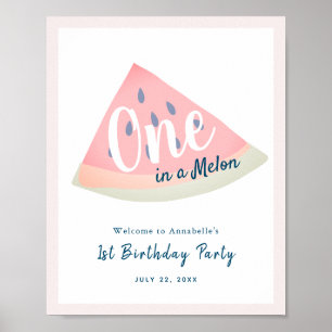 En i en Melon Girl Birthday Välkomstskylt Poster