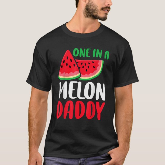 En i en Melon pappa Funny Watermelon Family Match T Shirt (Framsida)