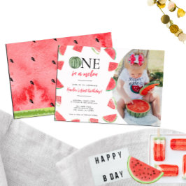 En i en Melon Photo 1st Birthday-inbjudan Inbjudningar