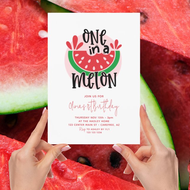 En i en melon rosa 1-årsdag inbjudningar (Skapare uppladdad)