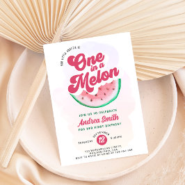 En i en melon rosa vattenfärg Första födelsedagen Inbjudningar