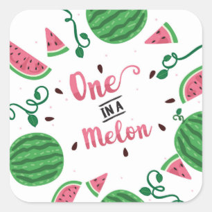 En i en Melon Sticker, Watermelon Fyrkantigt Klistermärke