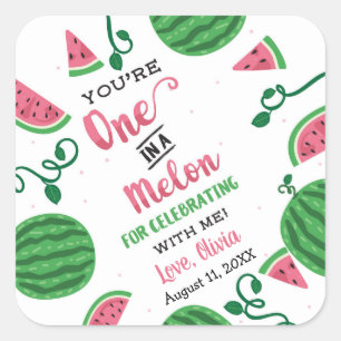 En i en Melon Sticker, Watermelon Fyrkantigt Klistermärke