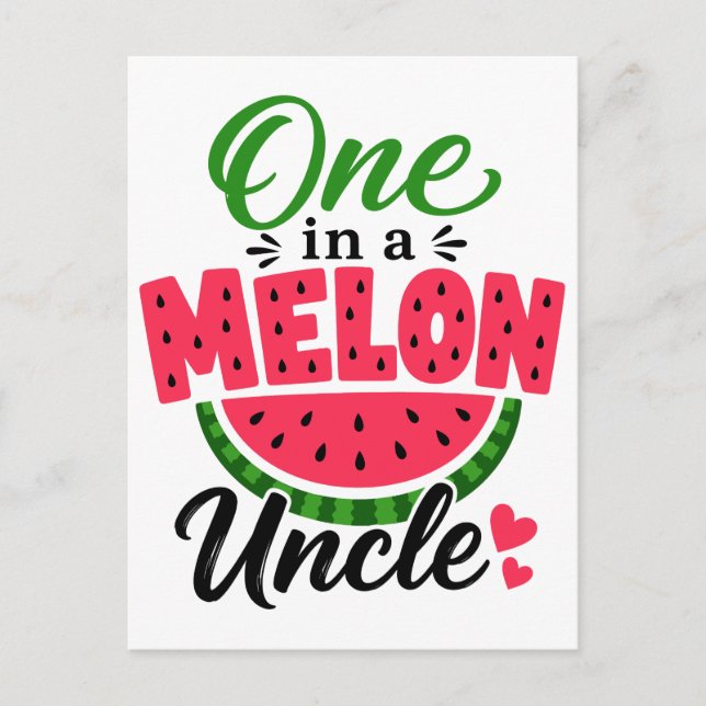 En i en melon T-shirt Söt vattenmelon Frukt Pun Vykort (Framsida)