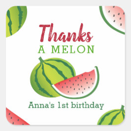 En i en Melon Tack Fyrkantigt Klistermärke