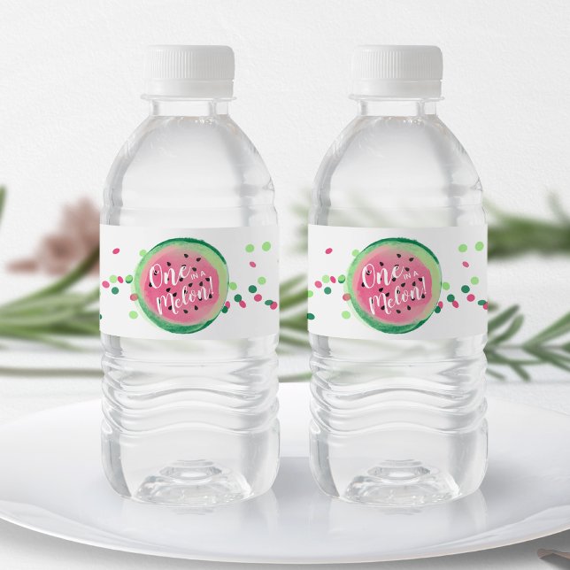 En i en melon Vattenfärg Vattenmelon Konfetti Vattenflaskor Etikett (Skapare uppladdad)