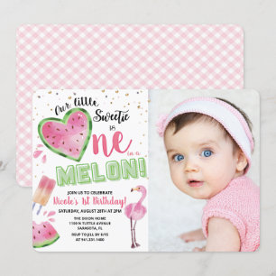 En i en Melon Vattenmelon 1-års Födelsedagsinbjuda Inbjudningar
