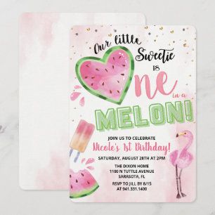 En i en Melon Vattenmelon 1-års Födelsedagsinbjuda Inbjudningar
