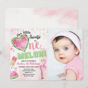 En i en Melon Vattenmelon 1-års Födelsedagsinbjuda Inbjudningar