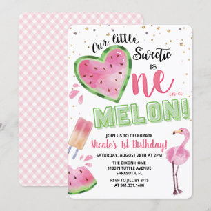 En i en Melon Vattenmelon 1-års Födelsedagsinbjuda Inbjudningar