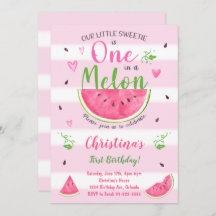 En i en Melon-Vattenmelon 1-års födelsedagsinbjuda