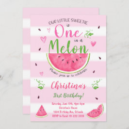 En i en Melon-Vattenmelon 1-års födelsedagsinbjuda Inbjudningar