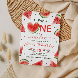 En i en melon Vattenmelon 1-års inbjudan