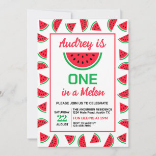 En i en melon-vattenmelon 1-årsfest inbjudningar