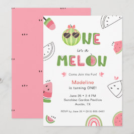 En i en melon vattenmelon Baby Flicka Första födel Inbjudningar