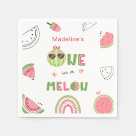 En i en Melon Vattenmelon Babyflicka Första Födels Pappersservett