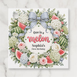 En i en melon Vattenmelon Blommig Första Födelseda Gåvor Etiketter