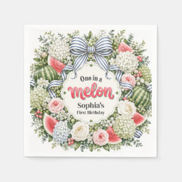 En i en melon-vattenmelon blomsterkrans pappersservett