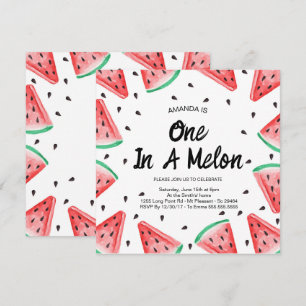 En i en melon Vattenmelon Flickas 1-årsdag Inbjudningar