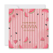 En i en melon Vattenmelon Första födelsedagsinbjud