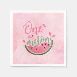En i en Melon-vattenmelon vattenfärg 1-årsdag Pappersservett