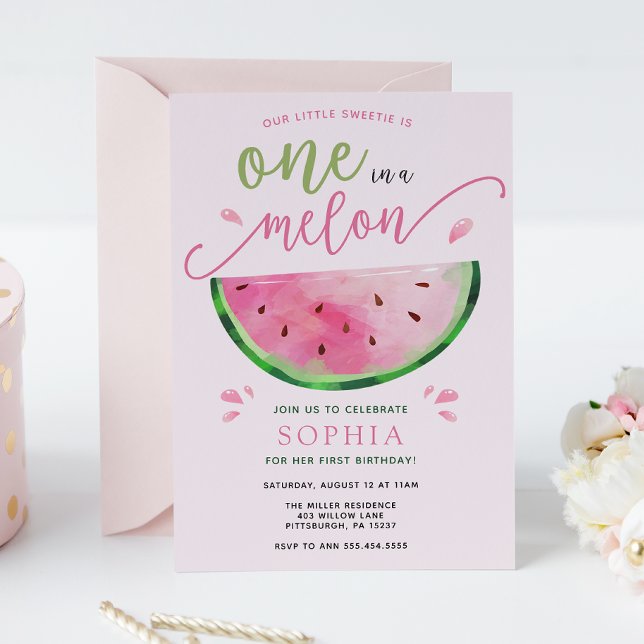 En i en Melon Watermelon Birthday-inbjudan Inbjudningar (Skapare uppladdad)