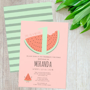 EN I EN MELON Watermelon-Födelsedagsfest Inbjudningar