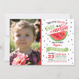En i en Melon Watermelon-fotoinbjudan - röd Inbjudningar