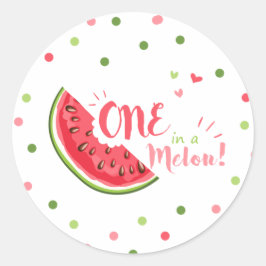 En i en melon Watermelon Märkres - kuvertmärke Runt Klistermärke