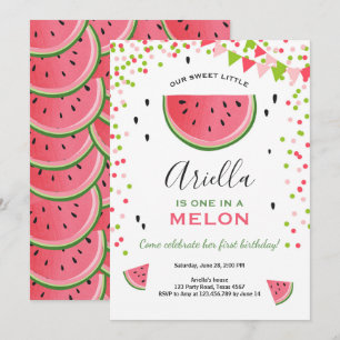 En i en melonfödelsedag med vattenmelon inbjudningar