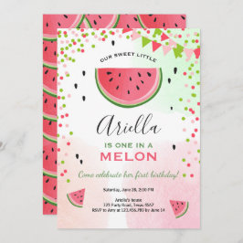 En i en melonfödelsedag med vattenmelon inbjudningar