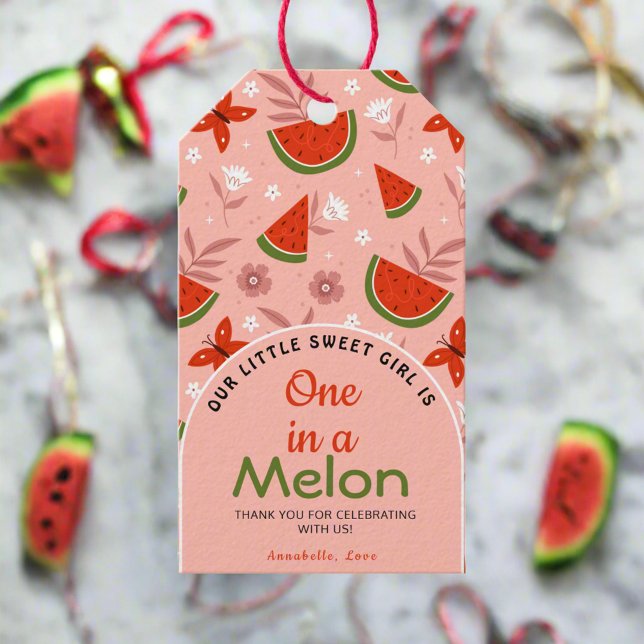 En i en vattenmelon Fjärilar Tack Presentetikett (Skapare uppladdad)