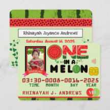 EN i ett Melon Photo Födelsedagsfest Kredit-kort