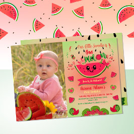 En i ett Melon Watermelon första födelsedagsfoto Inbjudan