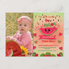 En i ett Melon Watermelon första födelsedagsfoto Inbjudan Vykort