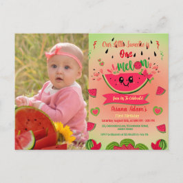 En i ett Melon Watermelon första födelsedagsfoto Inbjudan Vykort