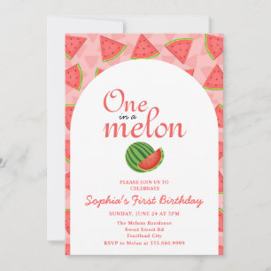 En i Melon 1:a födelsedag Inbjudningar