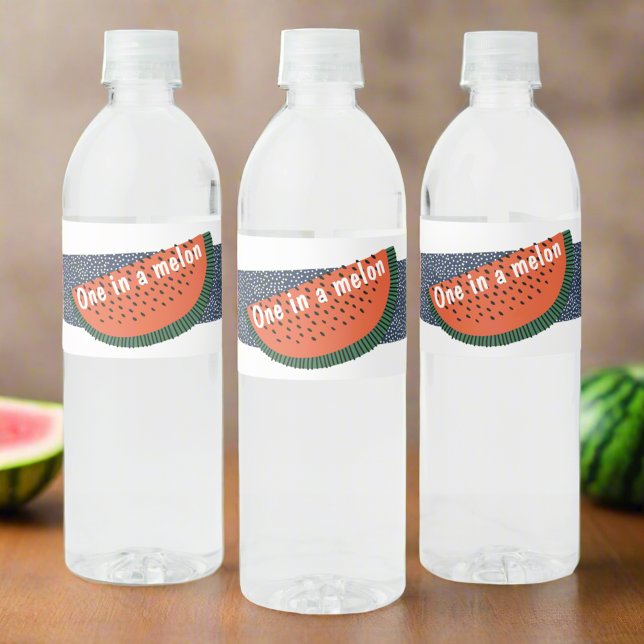 En i Melon 1:a födelsedag Pojke Watermelon Vattenflaskor Etikett (Skapare uppladdad)