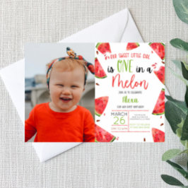 En i melon 1:a Födelsedagsfesten vattenmelon Inbjudningar