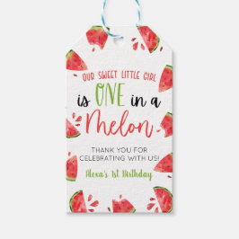 En i melon 1:a Födelsedagsfesten vattenmelon Presentetikett