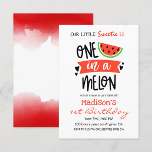 En i Melon Baby födelsedag Inbjudningar
