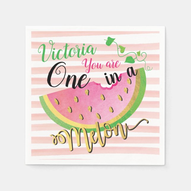 En i Melon Birthday Watermelon papper napkins Pappersservett (Framsidan)