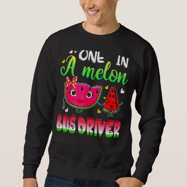 En i Melon Buss Driver Watermelon Lång Ärmad Tröja (Framsida)