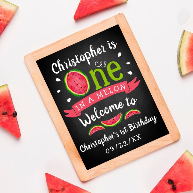 En i Melon Chalkboard 1:a födelsedag Poster (Skapare uppladdad)