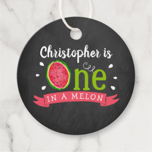 En i Melon Chalkboard 1:a födelsedagen Gåvor Etiketter