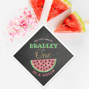En i Melon Chalkboard 1:a födelsedagen Pappersservett
