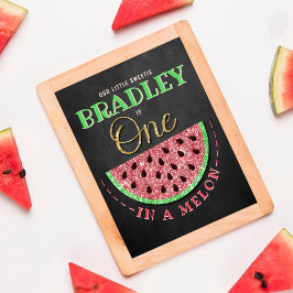 En i Melon Chalkboard 1:a födelsedagen Poster