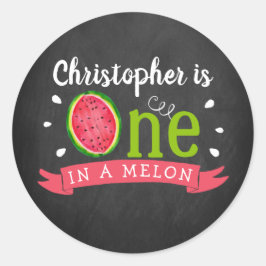 En i Melon Chalkboard 1:a födelsedagen Runt Klistermärke