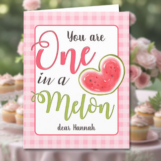 En i Melon Cute Rosa Watermelon Girl Birthday Kort